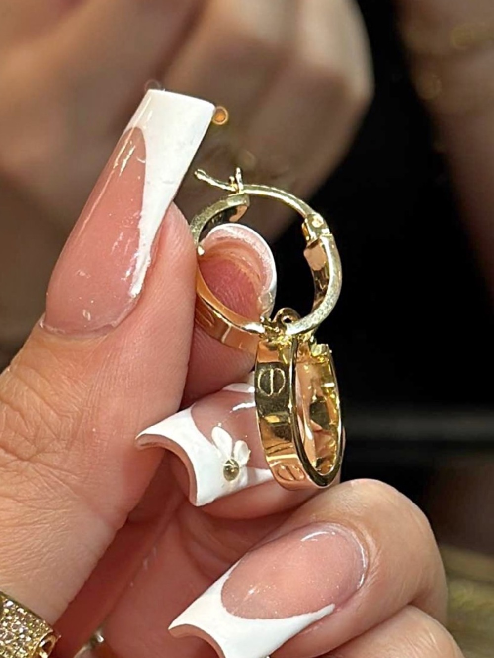 14k solid gold Cartier inspired hoop earrings